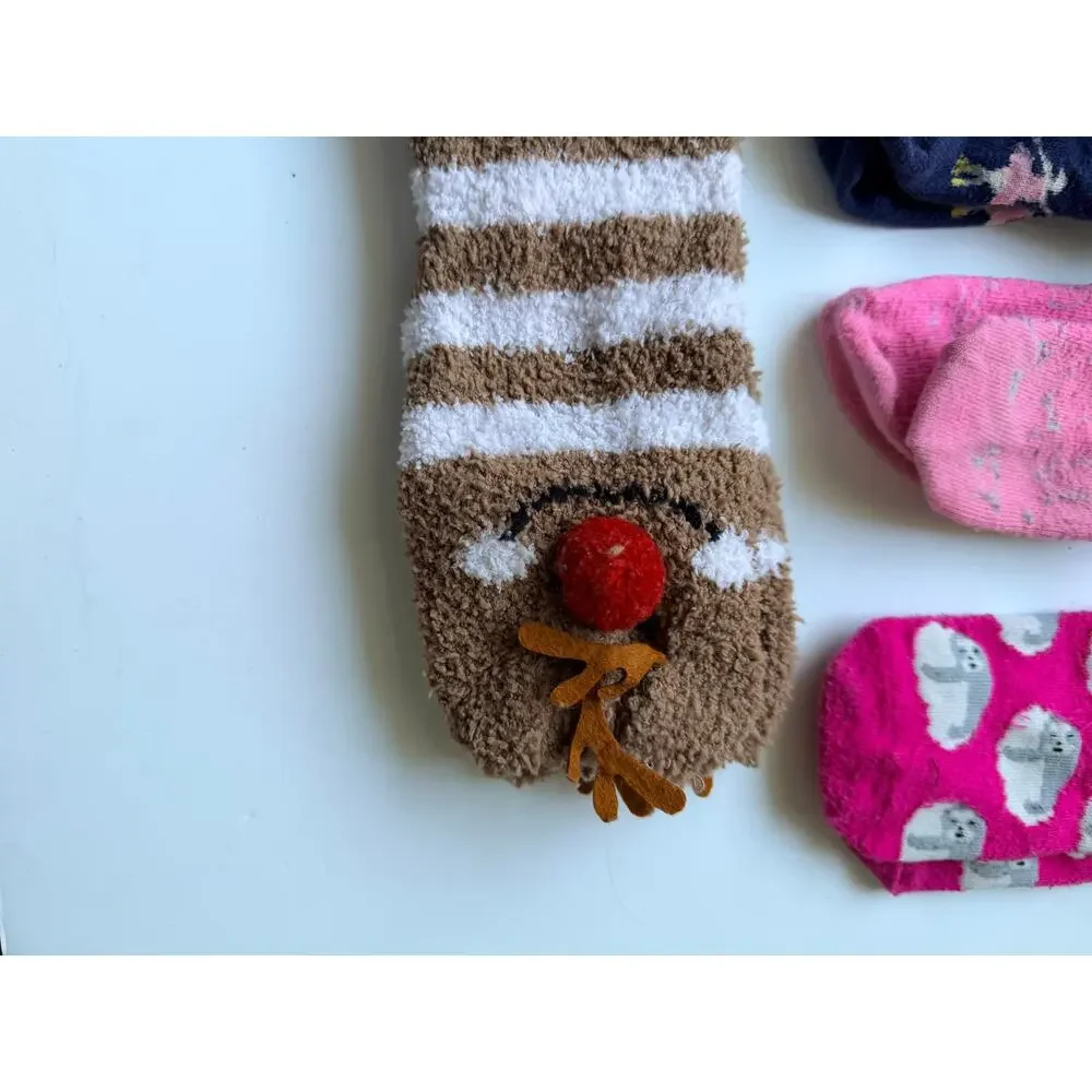 Girls Fun Sock Bundle: Athletic, Ankle, & Reindeer Socks!
